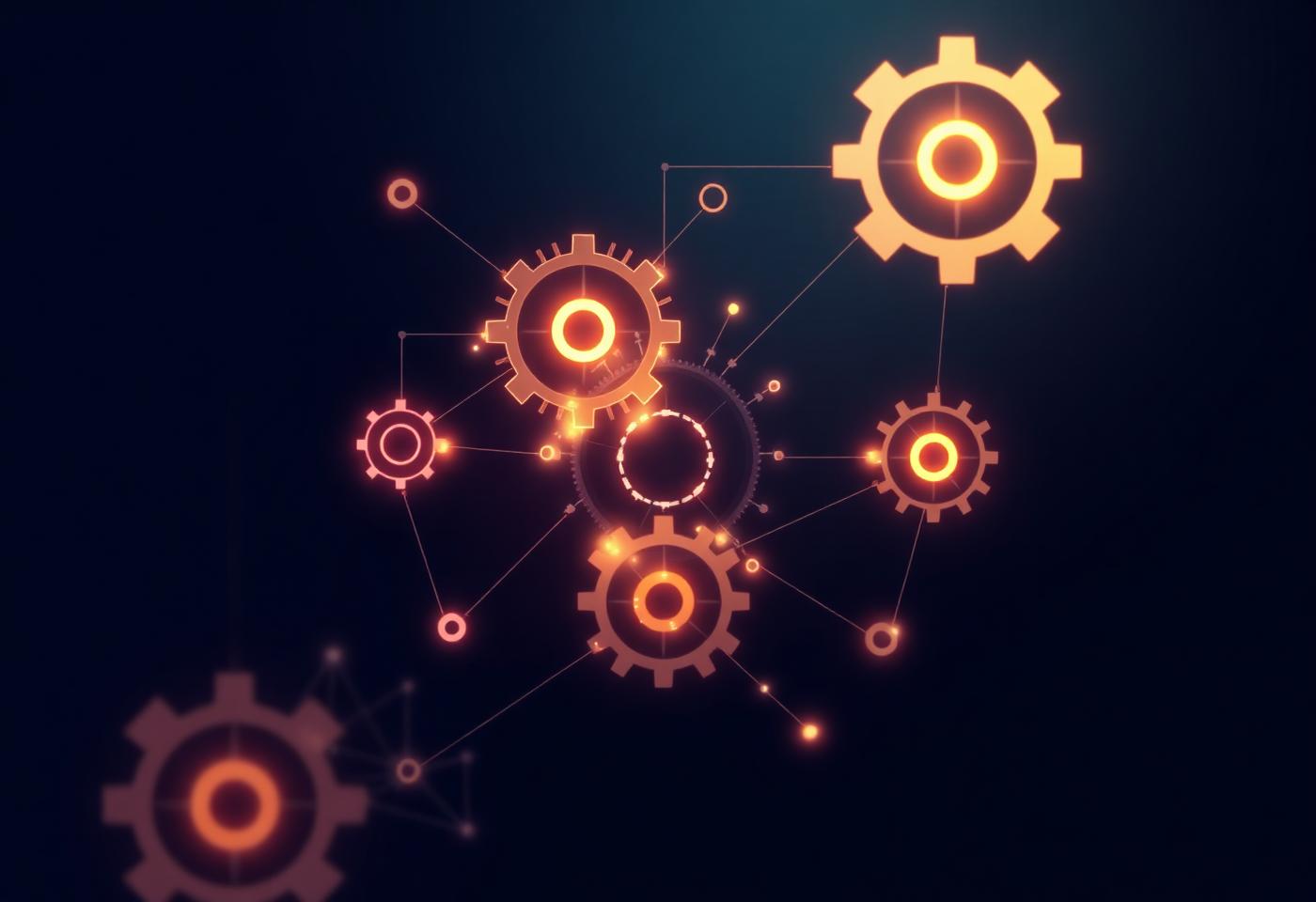 Connected gears representing automated workflows
