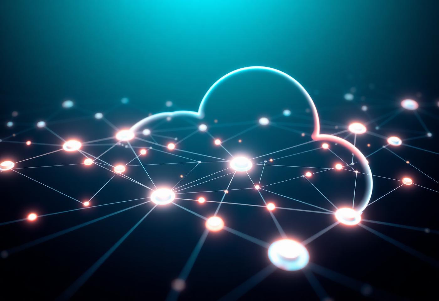 Abstract cloud network with glowing nodes